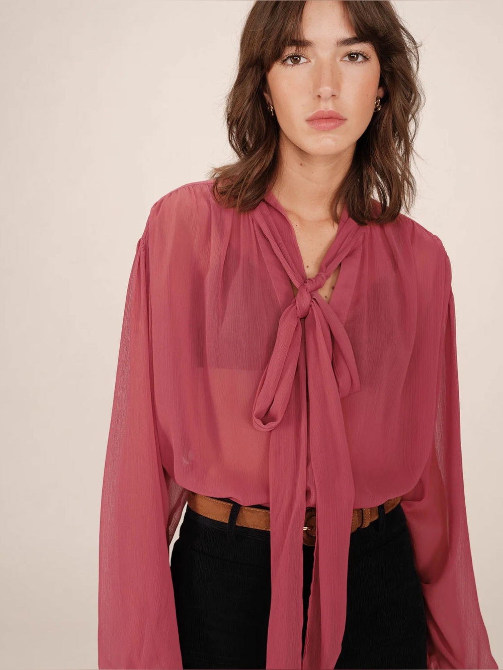 Grace & Mila - Splendide Tie- Neck Blouse